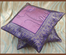 Set of 2 Silk Embroidered Pillow Cover