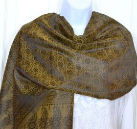 Banaras Silk Woven Paisley Floral Design Stole Wrap