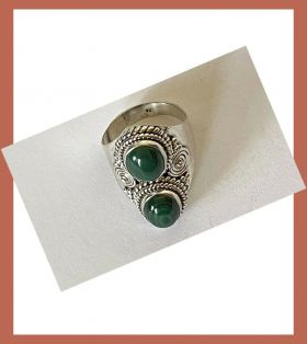 Artisan Created Hand Crafted Natural Malachite Sterling Silver Ring