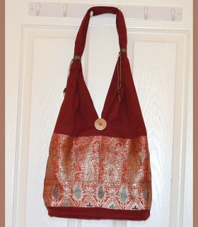 Hand Loom Cotton Shoulder Bag With Brocade Design