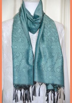 Banaras Silk Woven Paisley Floral Design Stole Wrap