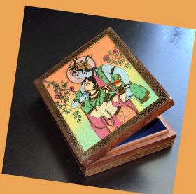 Wood Gemstone Painting Jewelry Box