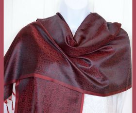 Banaras Silk Woven Paisley Floral Design Stole Wrap