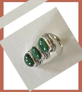 Artisan Created Hand Crafted Natural Malachite Sterling Silver Ring