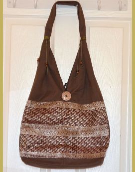 Hand Loom Cotton Shoulder Bag With Brocade Design