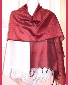 Banaras Silk Woven Paisley Floral Design Stole Wrap