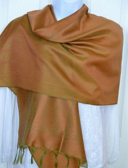 Banaras Silk Woven Paisley Floral Design Stole Wrap