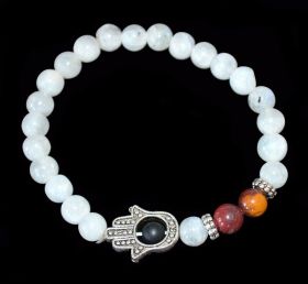 Howlite With Tiger Eye Gemstone Hamsa Bracelet