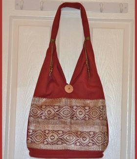 Hand Loom Cotton Shoulder Bag With Brocade Design