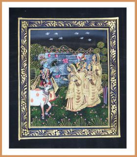 Radha Krishna Miniature Natural Color Painting