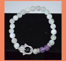 Howlite With Amethyst Gemstone Hamsa Bracelet
