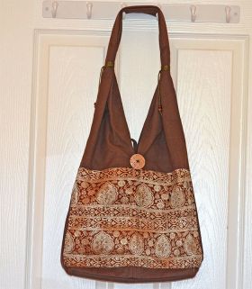 Hand Loom Cotton Shoulder Bag With Brocade Design