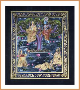 Radha Krishna Miniature Natural Color Painting