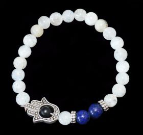 Howlite With Lapis Lazuli Gemstone Hamsa Bracelet