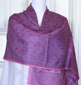 Banaras Silk Woven Paisley Floral Design Stole Wrap
