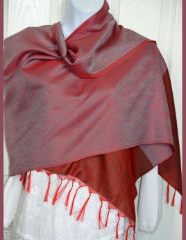 Banaras Silk Woven Paisley Floral Design Stole Wrap