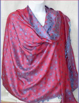 Silk Blend Double Sided Paisley Shawl Wrap 