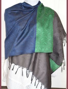 Banaras Silk Woven Paisley Floral Design Stole Wrap