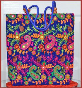 Silk Embroidered Paisley Woman Tote, Shoulder Bag, Hand Bag, Beach Bag 
