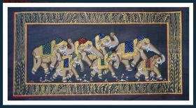 Decorated Elephants Silk Miniature Painting