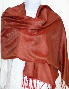 Banaras Silk Woven Paisley Floral Design Stole Wrap