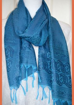 Banaras Silk Woven Paisley Floral Design Stole Wrap