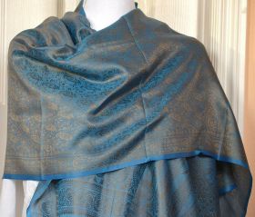 Banaras Silk Woven Paisley Floral Design Stole Wrap