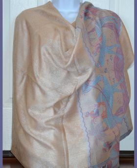 Floral Pashmina Silk Blend Shawl Wrap