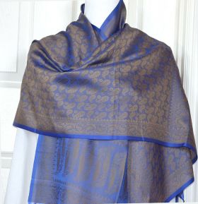 Banaras Silk Woven Paisley Floral Design Stole Wrap