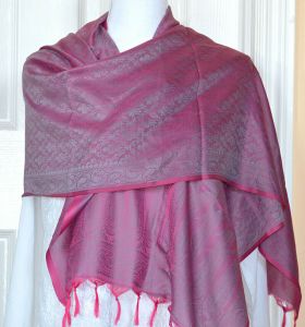 Banaras Silk Woven Paisley Floral Design Stole Wrap