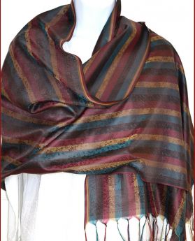 Banaras Silk Woven Paisley Floral Design Stole Wrap