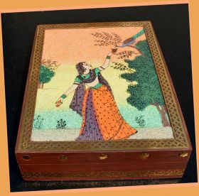 Wood Gemstone Painting Jewelry Box