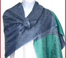 Banaras Silk Woven Paisley Floral Design Stole Wrap