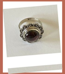 Artisan Hand Crafted Natural Garnet Sterling Silver Cocktail Ring