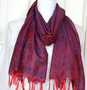 Banaras Silk Woven Paisley Floral Design Stole Wrap