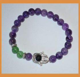 Amethyst Green Aventurine Gemstone Hamsa Bracelet