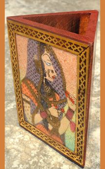 Gemstone Painting Wood Triangle Pen Holder