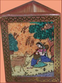 Gemstone Painting Wood Triangle Pen Holder