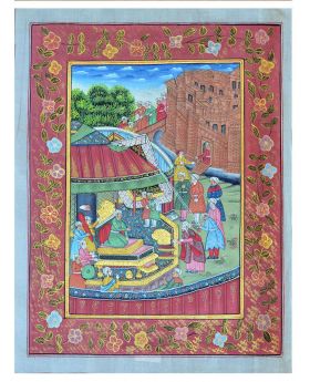 Mughal Emperor Court Scene Painting