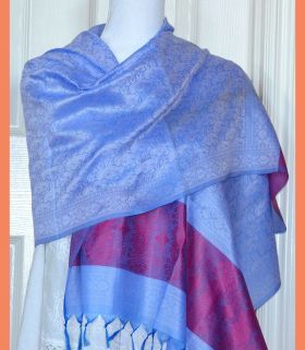 Banaras Silk Woven Paisley Floral Design Stole Wrap