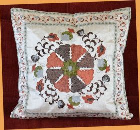 White Silk Embroidery Pillow Cover