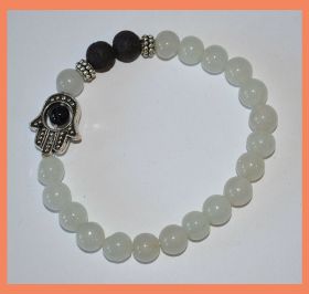 Moonstone With Lava Stone Hamsa Bracelet