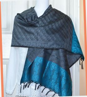 Banaras Silk Woven Paisley Floral Design Stole Wrap