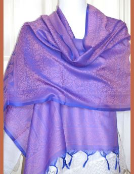 Banaras Silk Woven Paisley Floral Design Stole Wrap