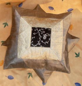 Set of 2 Gray Silk Embroidered Brocade Pillow Cover