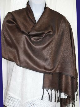 Banaras Silk Woven Paisley Floral Design Stole Wrap