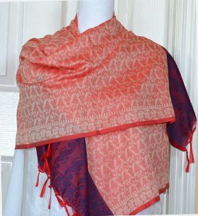 Banaras Silk Woven Paisley Floral Design Stole Wrap