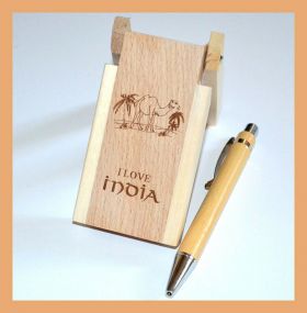 Engraved Pen Holder With Clock 