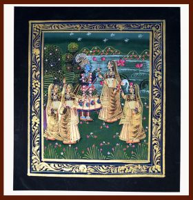 Radha Krishna Miniature Natural Color Painting
