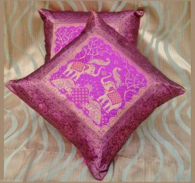 Pair(two) of Pink Silk Brocade Pillow Cover